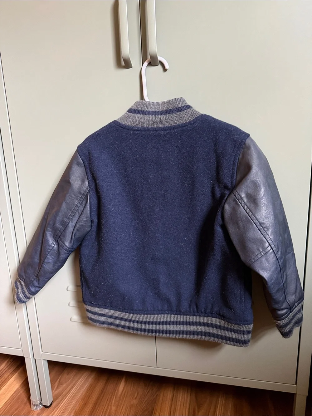 Boys GAP Navy & Gray Kids Letterman Jacket with Yellow Patch
